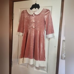 Sunny Fashion Girl's Size 10 Pink and White Velour Dress